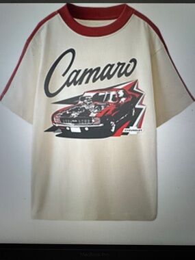 Camaro Graphic Short Sleeve Tee - Cream with Red Trim
